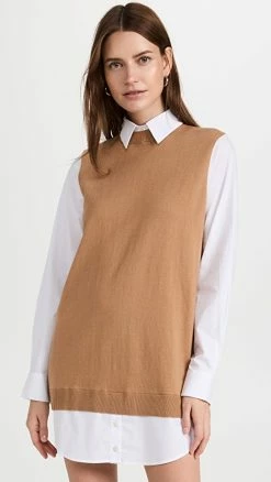 Promo 🌟 STAUD Fern 👗 Dress Tan/White 🔔