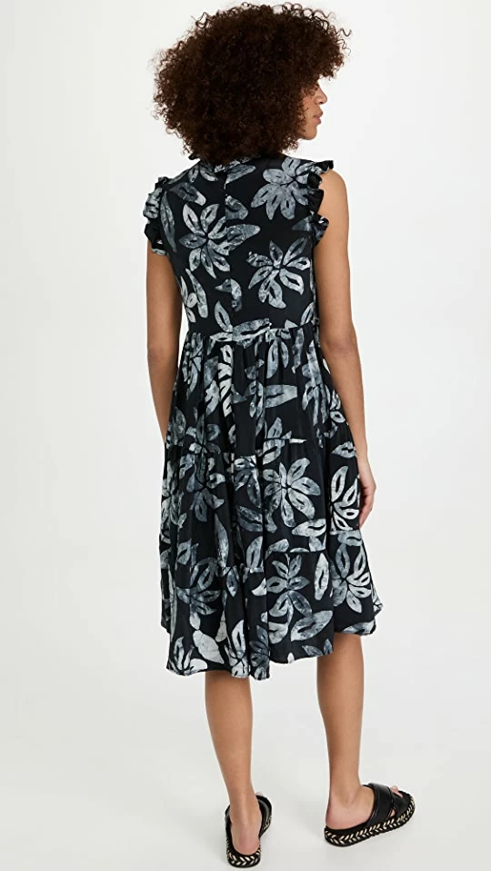 Best Pirce ๐ Studio 189 Leaf Silk Ruffle Short Sleeveless ๐ Dress Black And White ๐ - Image 2