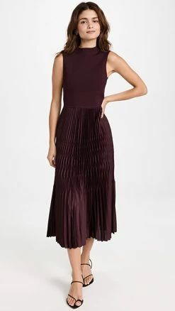 Promo 🎁 Theory Pleated Combo 👗 Dress Merlot 🌟
