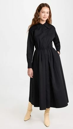 Top 10 👍 Tory Burch Cotton Poplin Eleanor 👗 Dress Black 🌟