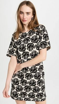 Best Sale 😀 Tory Burch Rose T-Shirt 👗 Dress Black 😀