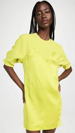 Deals 👏 Victoria Beckham T-Shirt Mini 👗 Dress Lime ❤️