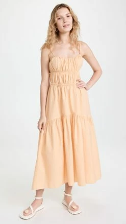 Cheapest 👏 Vince Ruched Tie Back Cami 👗 Dress Peach 🛒