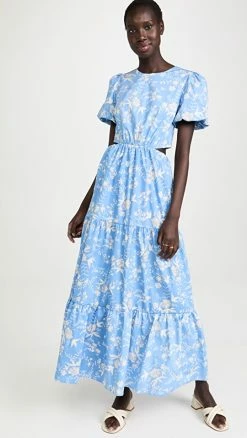 Cheapest ✨ WAYF Plaza Cut Out Maxi 👗 Dress Sky Blue Toile ⭐