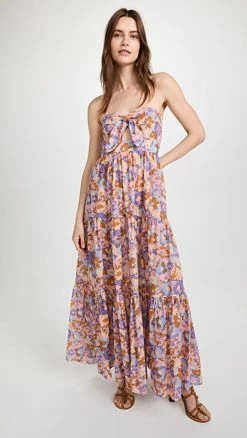 Deals 👍 Zimmermann Violet Tie Midi 👗 Dress Purple Multi Floral 👏
